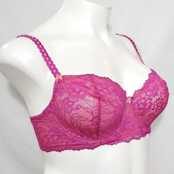 32D Felina 5894 Harlow Sheer Lace Full Bust Demi Underwire Bra NWT - Picture 2 of 11